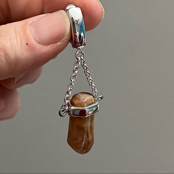 Givenchy Silver Tone Clip On Chain Dangle Earrings with Gemstone Vintage 80s 90s - Picture 10 of 11